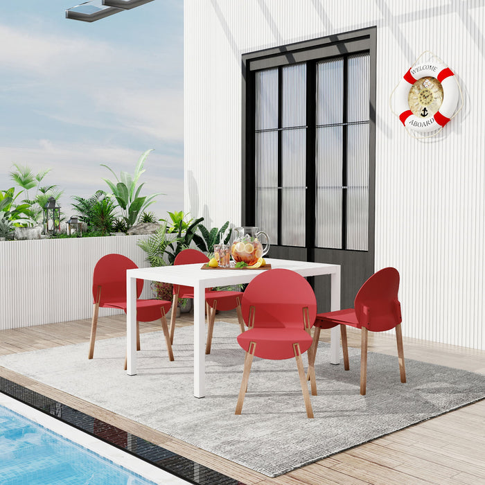 4 Piece Set Of Single Chairs With Long Table Home Essentials