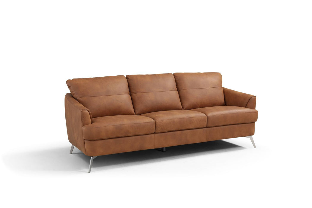 Leather Sofa With Black Legs - Camel