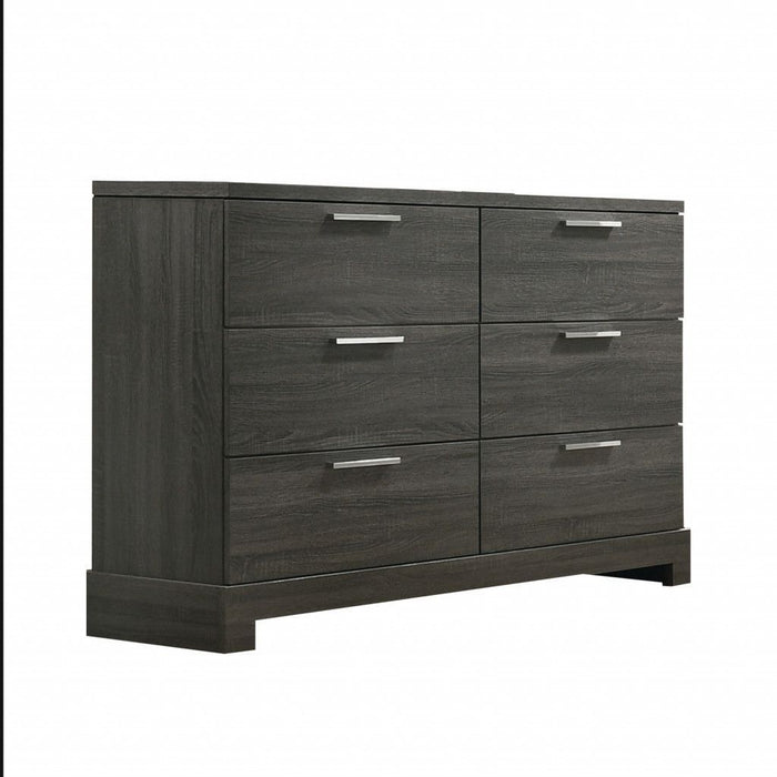 Manufactured Wood Six Drawer Double Dresser 59" - Gray Oak