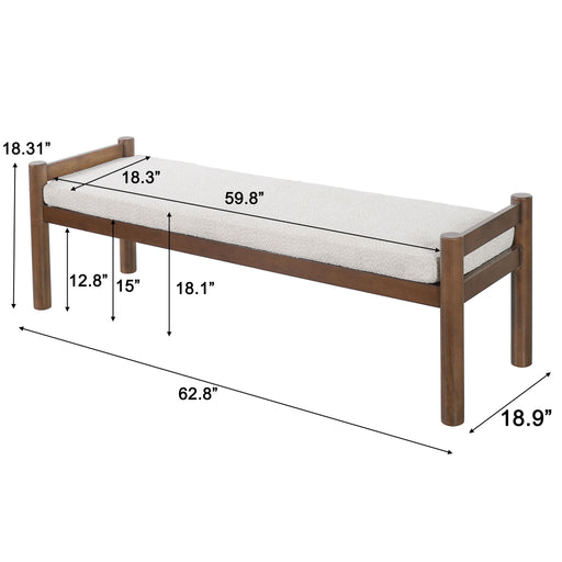 Upholstered Ottoman Bench, Indoor Accent Footrest - Beige Noble House