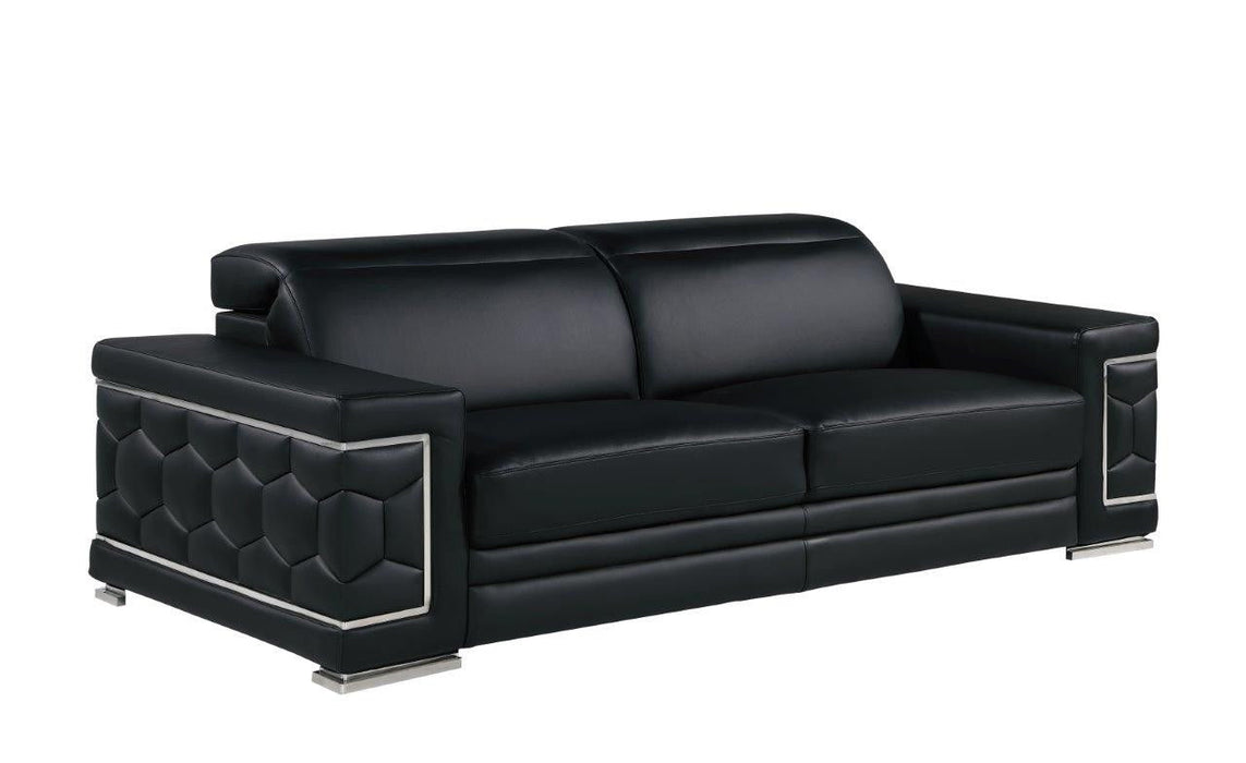 Silver Legs Sofa Leather - Black