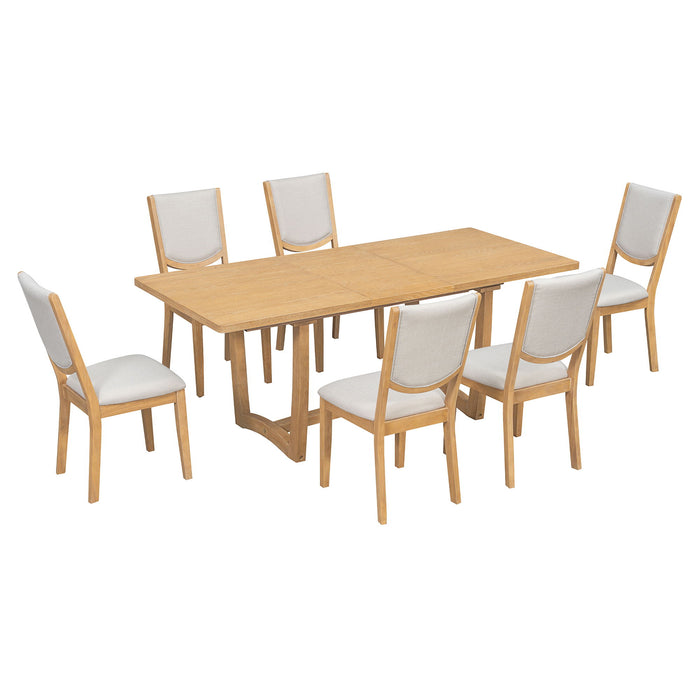 Rectangular Extendable Dining Table Set With 6 Upholstered Chairs Hearth and Haven