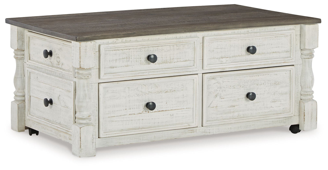 Havalance - Lift Top Cocktail Table with Storage Drawers - White / Gray Signature Design by Ashley®