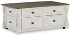 Havalance - Lift Top Cocktail Table with Storage Drawers - White / Gray Signature Design by Ashley®
