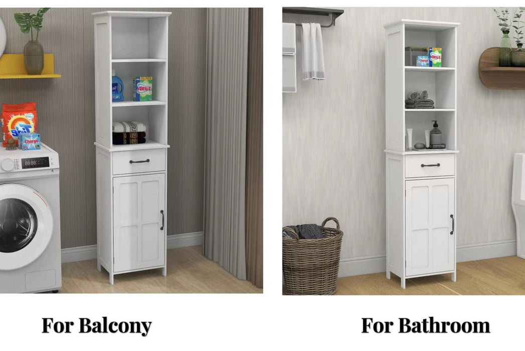 Floor Standing Cabinet With 1 Door And 1 Drawer - White