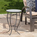 Outdoor Round Side Table With Mosaic Style Top And Curved Iron Legs Noble House