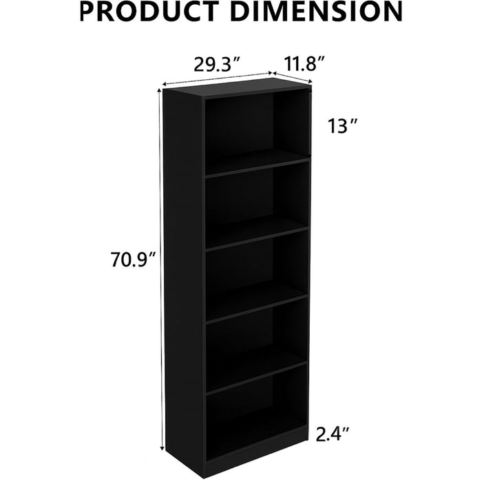 5 Tier Bookshelf Storage Cabinet With Anti-Tip Kit Home Essentials