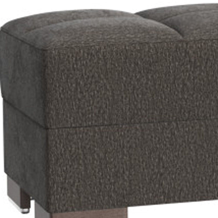 Chenille Tufted Storage Ottoman - Brown / Gray