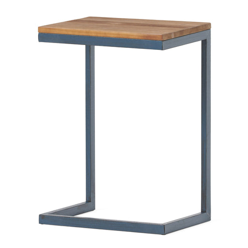 C Shaped End Table With Iron Base And Fir Wood To Noble House