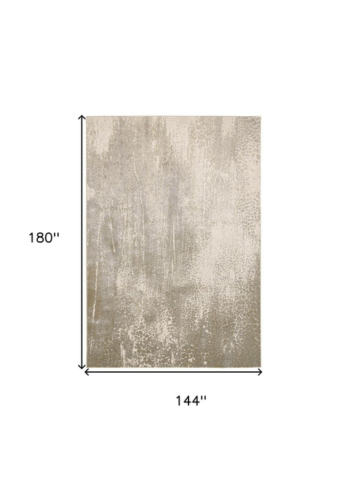 12' x 15' Abstract Area Rug - Ivory Gray And Gold