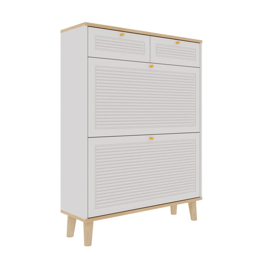 Modern Freestanding Shoe Cabinet With Flip Up Doors And Drawers, Compact Design For Entryway - White Natural Daily Nest