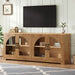 TV Stand With Semi Arched Glass Doors, Media Console With Adjustable Shelves For Living Room - Brown Hearth and Haven