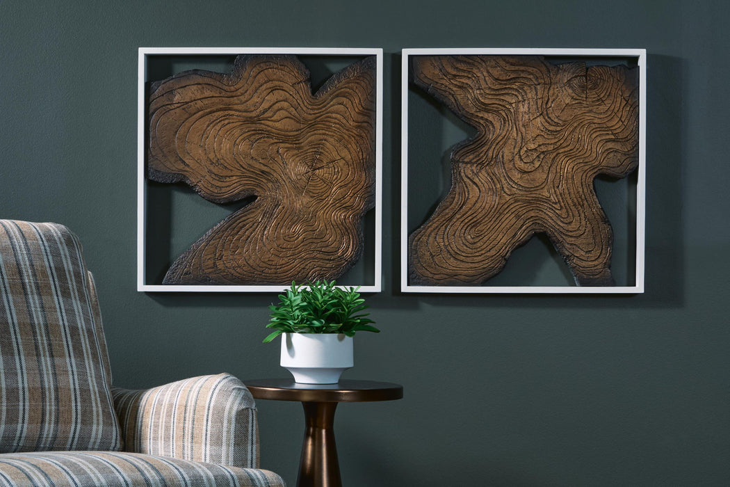 Landley - Wall Decor Set (Set of 2) - Brown / White Signature Design by Ashley®