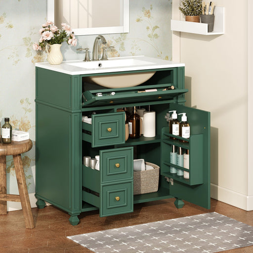 Bathroom Vanity Cabinet With Sink, Soft Close Doors With Door Organizer Hearth and Haven