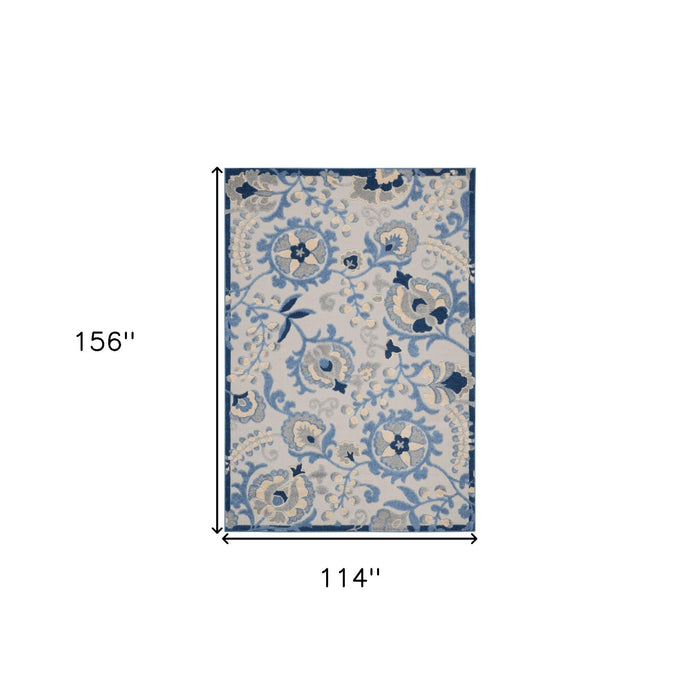 10' X 13' Toile Non Skid Indoor / Outdoor Area Rug - Blue / Gray