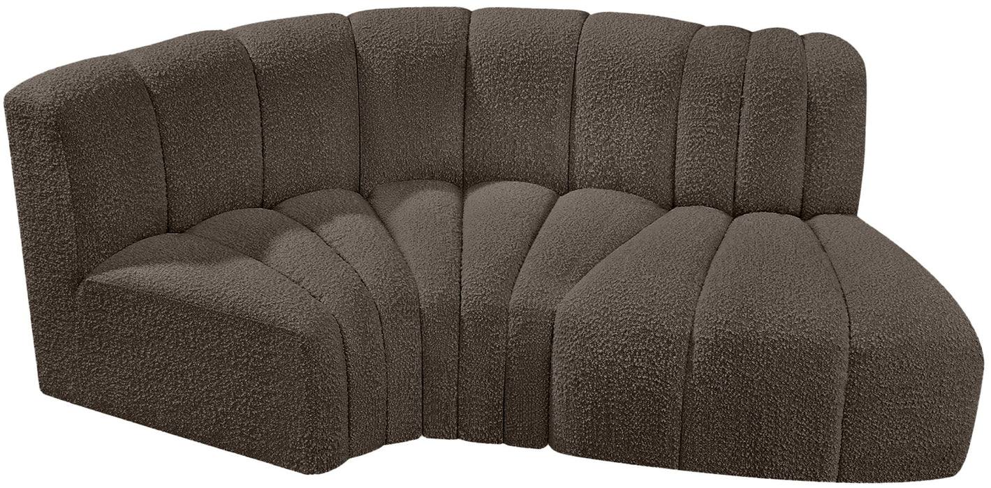 Arc - Boucle Fabric 3 Piece Modular L-Shaped Sofa Meridian Furniture