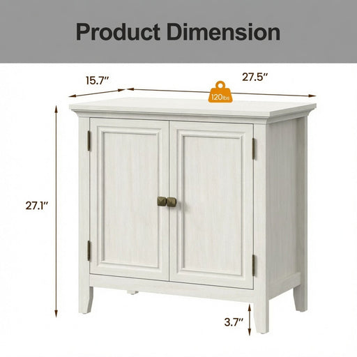 2 Door Buffet Cabinet With Adjustable Shelves - Matte White / Grayish Home Essentials