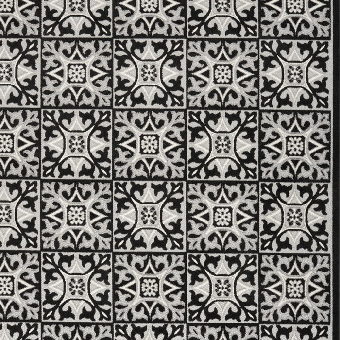 5' X 8' Fleur De Lis Stain Resistant Non Skid Area Rug - Black / White