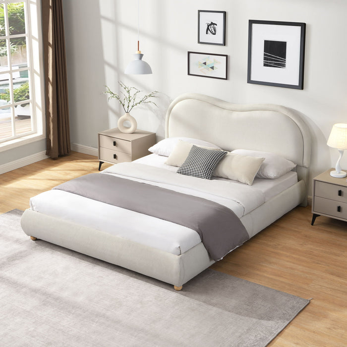 Upholstered Platform Bed Frame With Curved Headboard Home Essentials