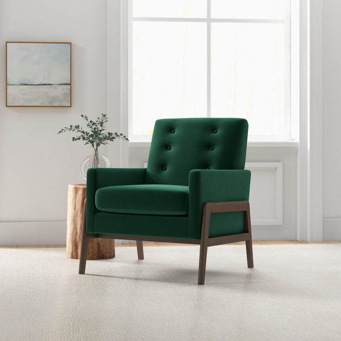 Cole Solid Wood Lounge Chair - Green