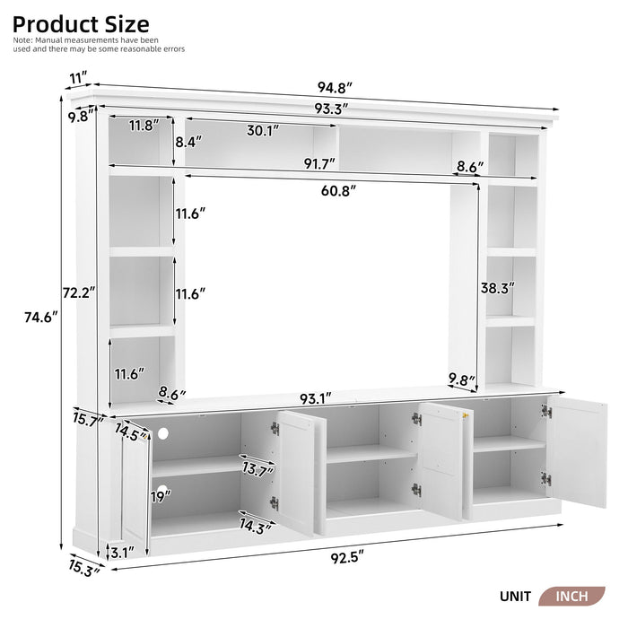 TV Stand With Bookcase, Storage Cabinet With 3 Adjustable Shelves, Living Room Entertainment Center - White Hearth and Haven