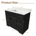 Bathroom Vanity, Fluted Cabinet, Soft Close Doors & Drawers, Single Faucet Hole, Sink Included - Black Home Essentials