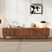 TV Stand With Legs, Media Console, 4 Cabinets For Living Room - Natural Wood Hearth and Haven