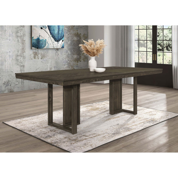 Glenmoor - Rectangular Dining Table With Geometric Double Pedestal Base - Dark Gray Furniture Max