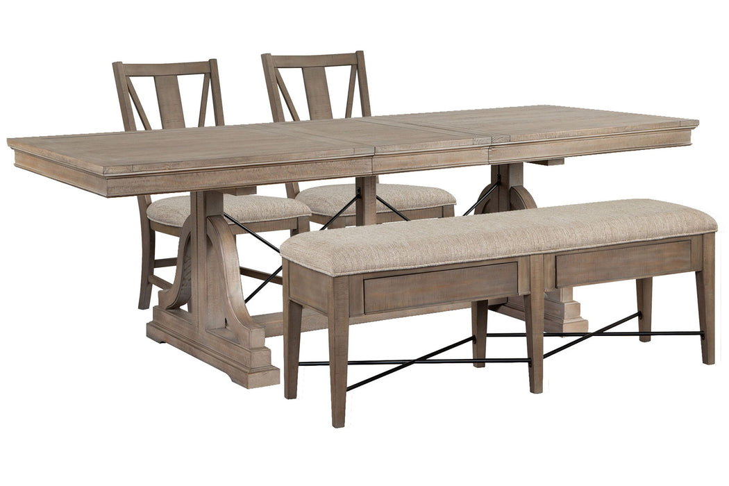 Paxton Place - Extendable Trestle Dining Table Set Magnussen Furniture