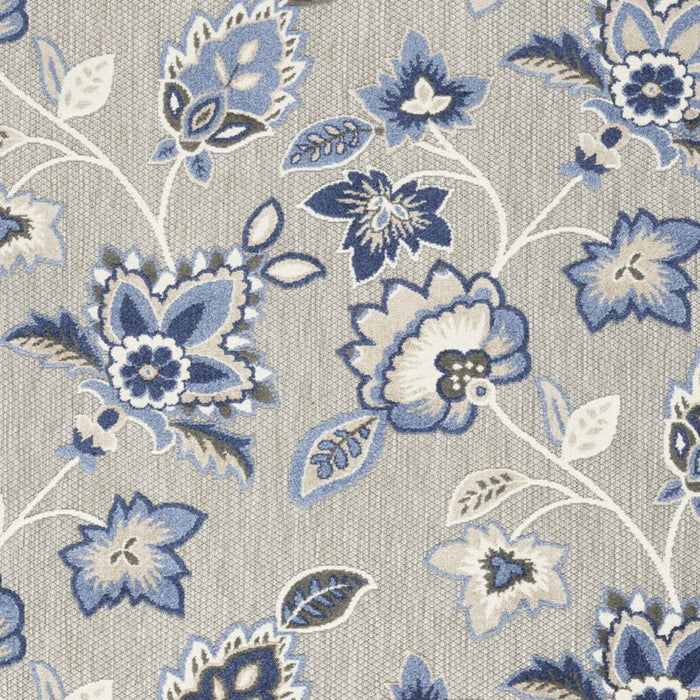 7' X 10' Floral Stain Resistant Non Skid Area Rug - Blue / Gray