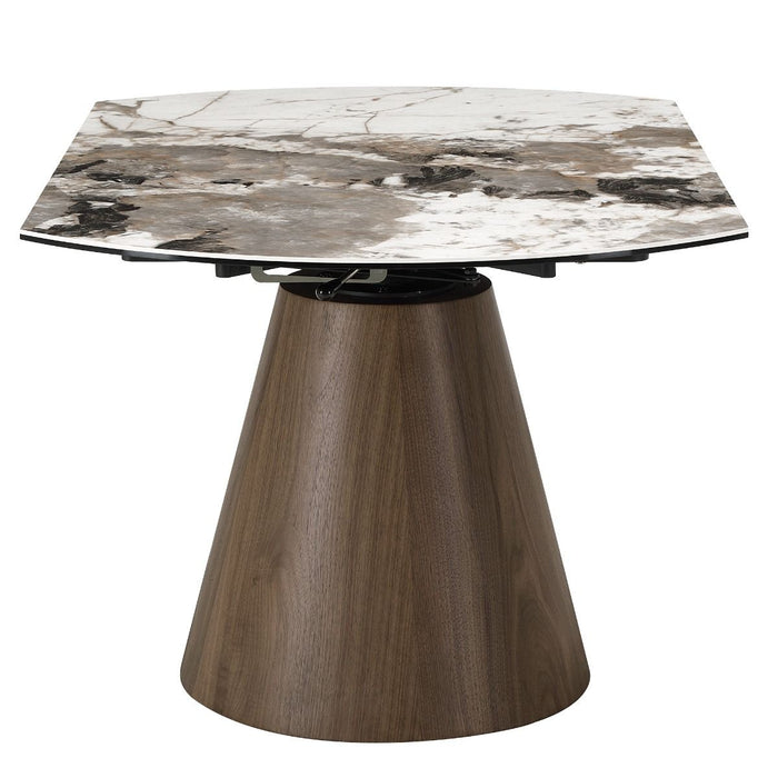 Eada - Dining Table With Ceramic Top - Beige Chenille, Ceramic Top & Walnut ACME
