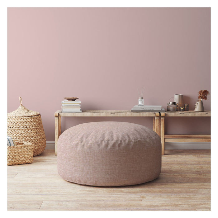 Cotton Round Pouf Ottoman - Pink