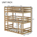 Twin Over Twin Over Twin Triple Bunk Bed With 2 Built In Ladders, Guardrails - Natural Home Essentials