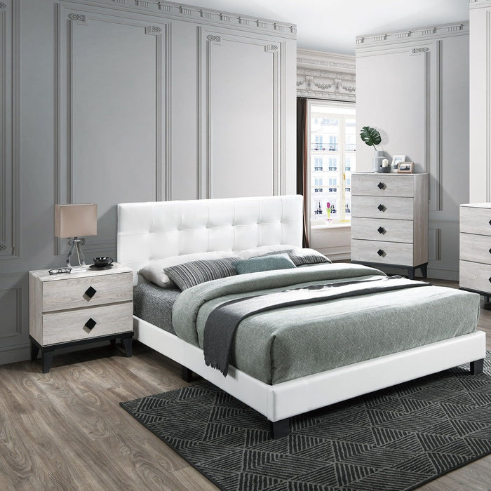 Modern Style Bed With Upholstered Rectangle Headboard Home Essentials