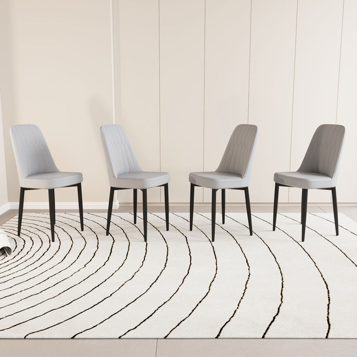 Modern Dining Chair With Cushions And Metal Legs