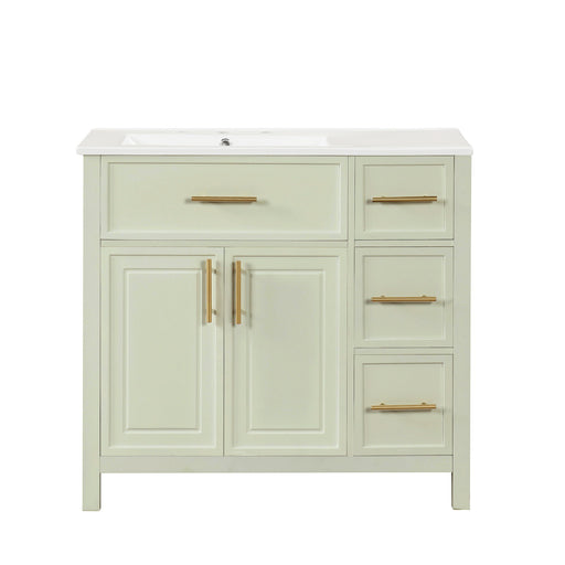 36" Bathroom Vanity With Sink, 2 Doors, 3 Drawers, Rectangular - White Hearth and Haven