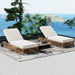 Outdoor Lounge Chair With 5 Position Backrest With Cushion And Wheels Hearth and Haven