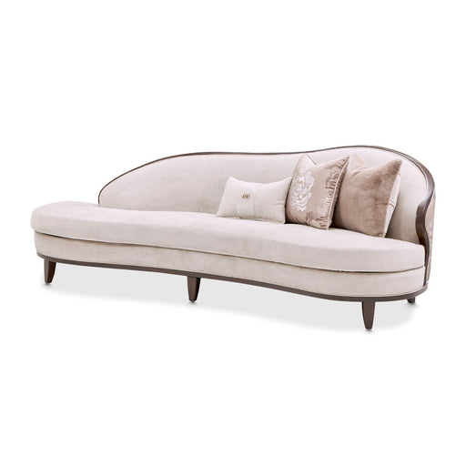 Camellia Field - Asymmetrical Velvet Sofa - Beige / Dark Brown Michael Amini