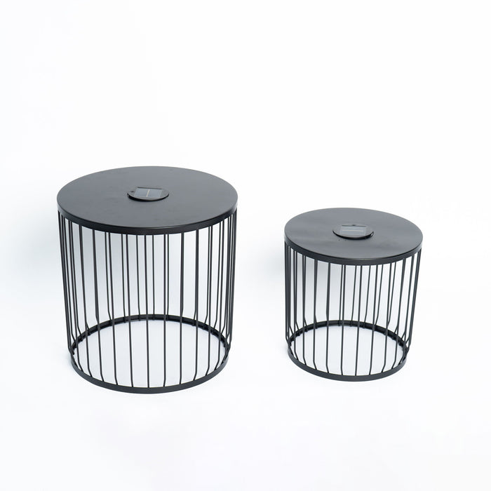 Solar Powered Nesting Side Table Set - Black Home Essentials