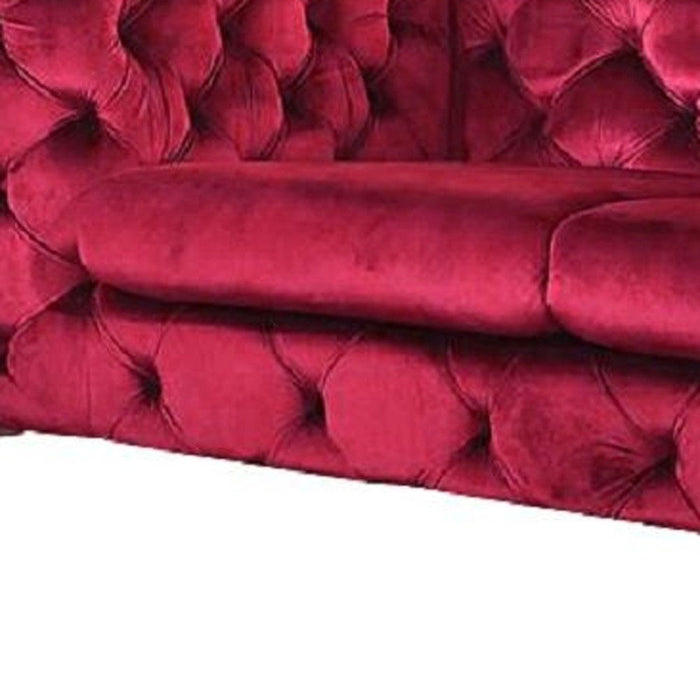 Velvet Loveseat - Red / Silver