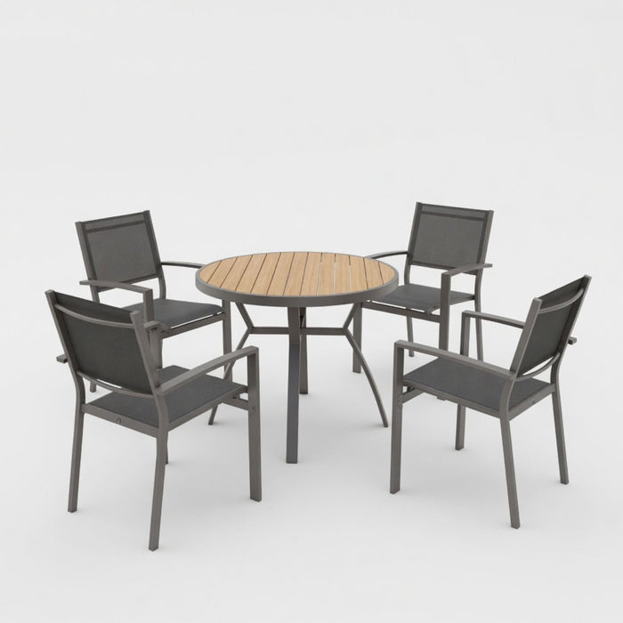 5 Piece Patio Dining Set & Table And Chairs For Outdoor Use - Gray Home Essentials