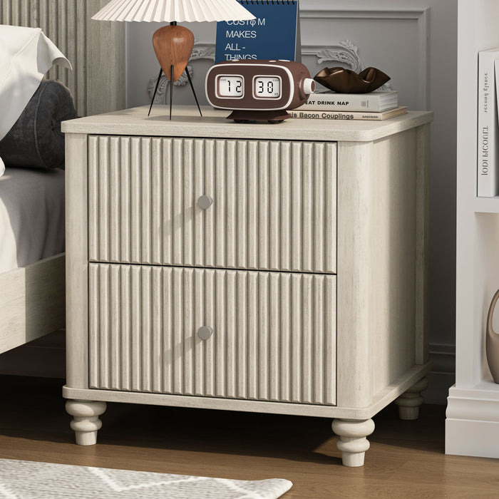 Fluted Nightstand With 3 Drawers Home Essentials