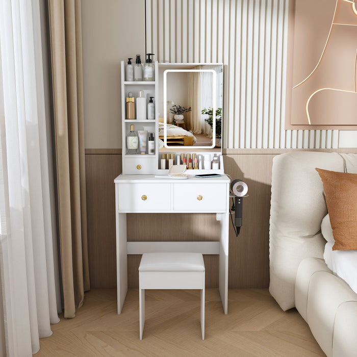 Modern Small Vanity Desk With 3 LED Lighting Modes, 3 Drawers Home Essentials
