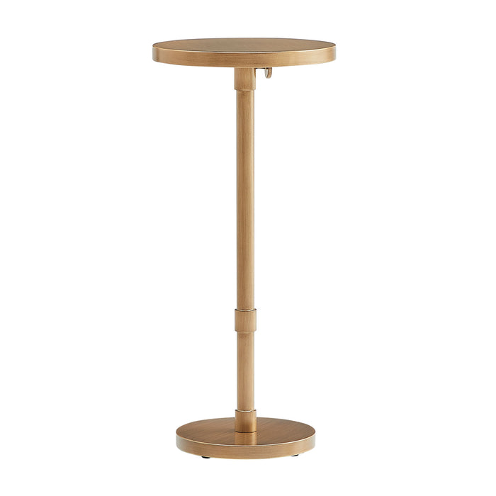 Morven - Adjustable Height Accent Table With Round Top - Antique Brass