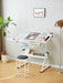 Adjustable Tempered Glass Drafting Printing Table With Chair Home Essentials