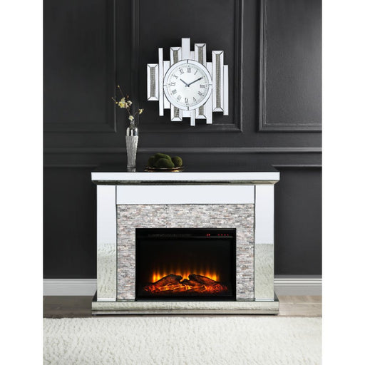 Laksha - Fireplace - Mirrored & Stone ACME