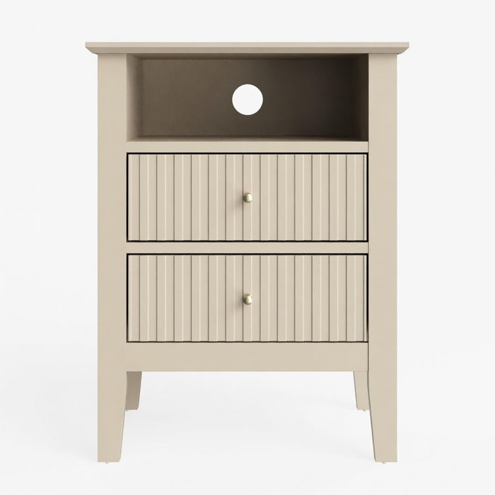 Fluted Nightstand With 2 Drawers Home Essentials