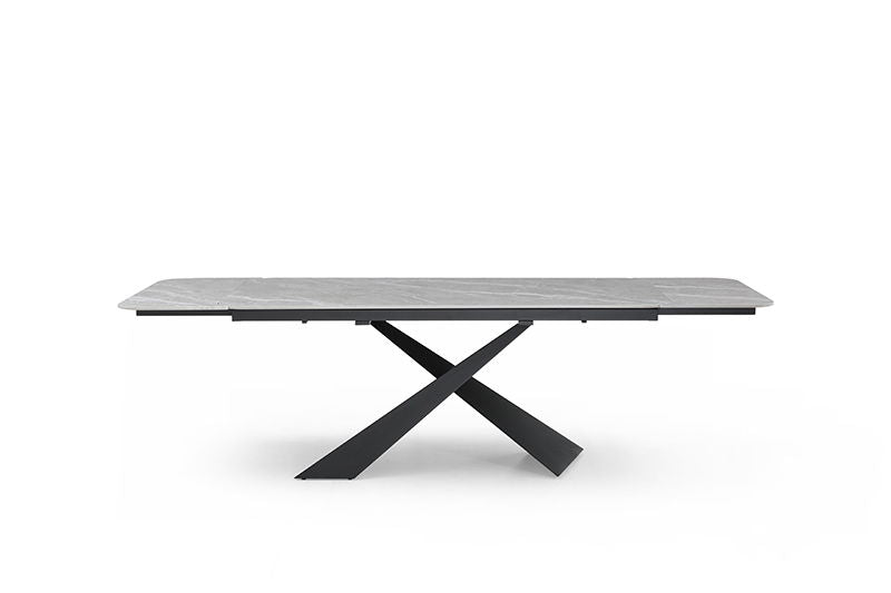 9422 - Ceramic & Metal Dining Table - Gray / Black Extravaganza Collection
