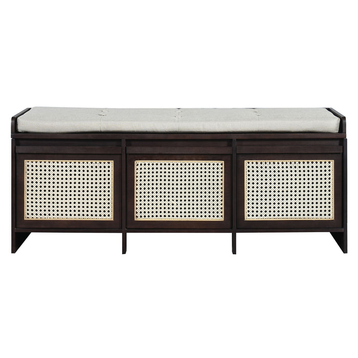 Entryway Shoe Bench With Drawers & Button Tufted Cushion Hearth and Haven