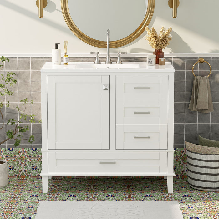 Bathroom Vanity, Modern Bathroom Cabinet With Sink Combo Set, Bathroom Storage Cabinet With A Soft Closing Door And 3 Drawers, Solid Wood Frame Hearth and Haven